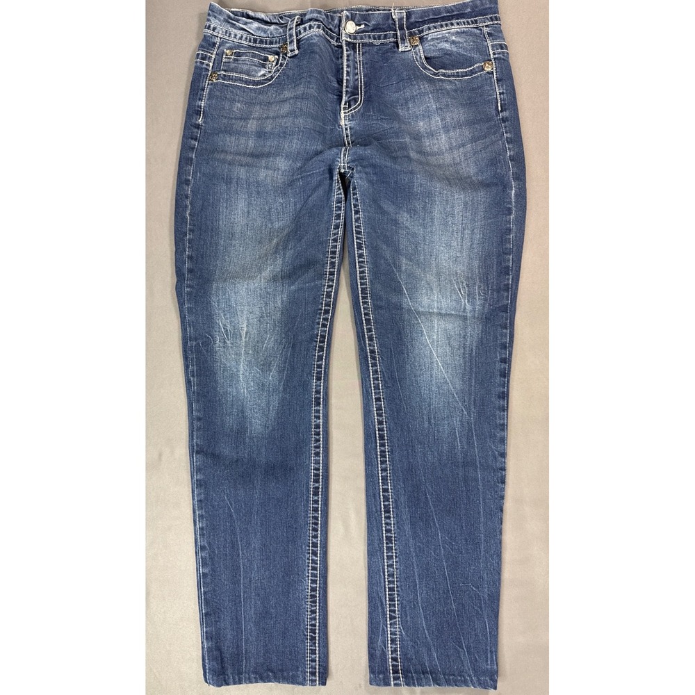 Rebel & Soul Women Skinny Women's Jeans Blue Medium Wash 13 Embroidered Western